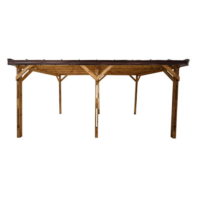 Carport Monopente En Bois 15,6m² Traité Marron - Gardy Shelter 2 Carport Monopente En Bois 15,6m² Traité Marron - Gardy Shelter – Image 2