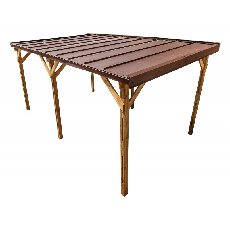 Carport Monopente En Bois 15,6m² Traité Marron - Gardy Shelter 1 Carport Monopente En Bois 15,6m² Traité Marron - Gardy Shelter