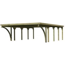 Carport Pin Autoclave 40,2m² Classic Double 2 + Toit Acier + 2 Arcs Karibu -Jardin Fournitures Rabais carport pin autoclave 402m classic double 2 toit acier 2 arcs karibu 5