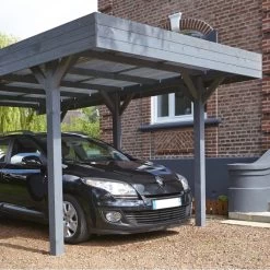 Carport Simple 15,75m² En Bois Lasuré Gris Anthracite Louison Forest Style 6 Carport Simple 15,75m² En Bois Lasuré Gris Anthracite Louison Forest Style -Jardin Fournitures Rabais carport simple 1575m en bois lasure gris anthracite louison madeira 2