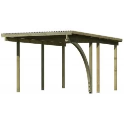 Carport Simple En Bois Autoclave Avec Toit PVC Et 1 Arc D'entrée 14,9m² - 304x490cm - Karibu -Jardin Fournitures Rabais carport simple en bois autoclave avec toit pvc et 1 arc d entree 149m 304x490cm karibu 2