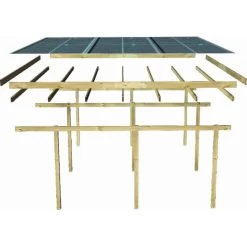 Carport Simple En Bois Autoclave Avec Toit PVC Et 1 Arc D'entrée 14,9m² - 304x490cm - Karibu -Jardin Fournitures Rabais carport simple en bois autoclave avec toit pvc et 1 arc d entree 149m 304x490cm karibu 3