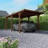 Carport Simple En Bois FSC Autoclave Marron + Couverture En Polycarbonate 16,5m² Victor - Forest Style