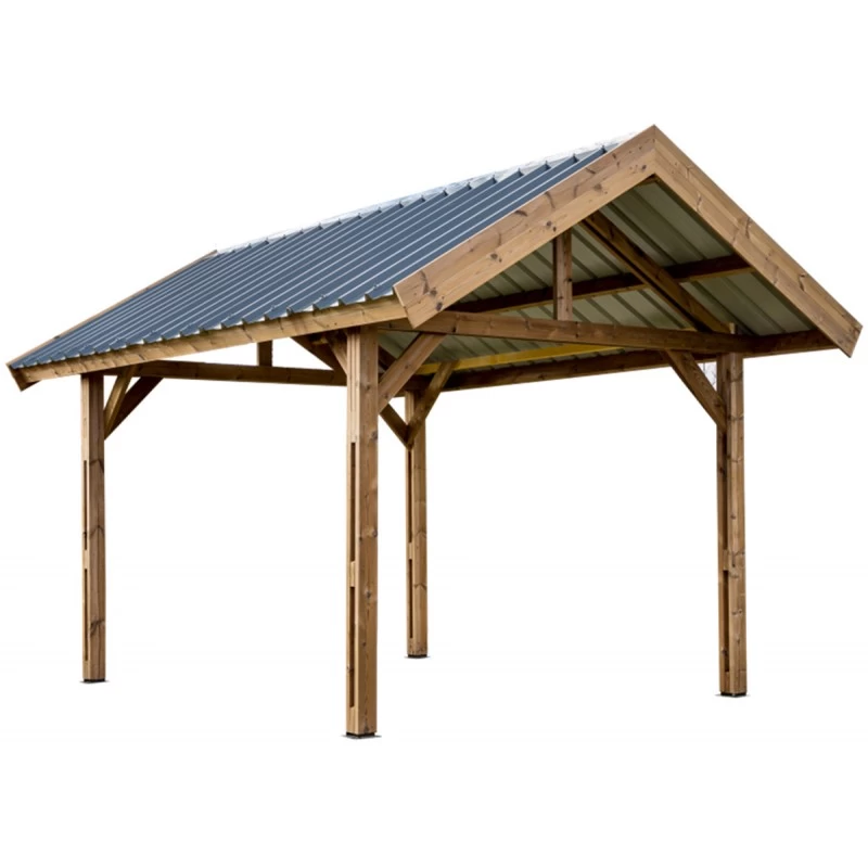 Carport THURAC 17,89m² En Bois Massif Avec Toit Bac Acier HABRITA 2 Carport THURAC 17,89m² En Bois Massif Avec Toit Bac Acier HABRITA – Image 2