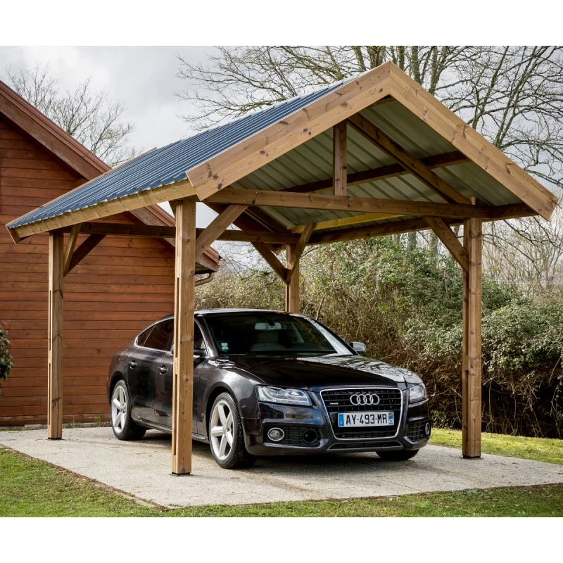 Carport THURAC 17,89m² En Bois Massif Avec Toit Bac Acier HABRITA 3 Carport THURAC 17,89m² En Bois Massif Avec Toit Bac Acier HABRITA – Image 3