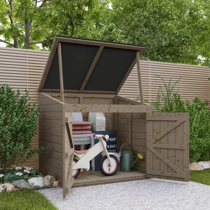 Coffre De Jardin En Bois Traité 20mm 1200L GENIO Noir - Gardy Shelter 2 Coffre De Jardin En Bois Traité 20mm 1200L GENIO Noir - Gardy Shelter – Image 2