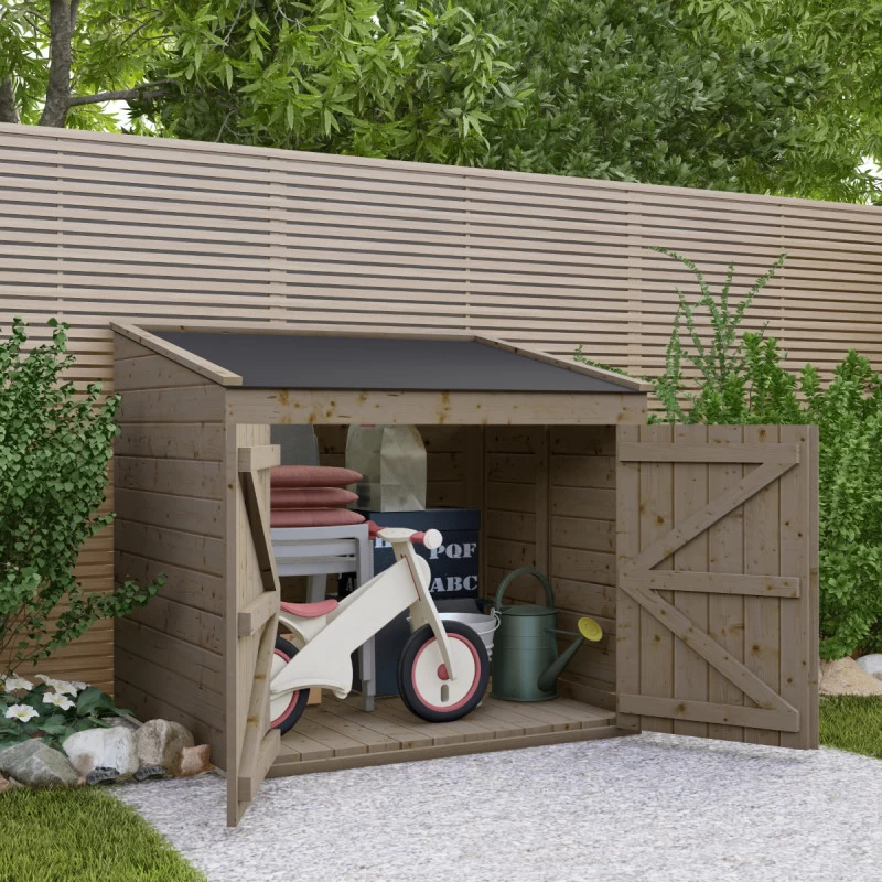 Coffre De Jardin En Bois Traité 20mm 1200L GENIO Noir - Gardy Shelter 4 Coffre De Jardin En Bois Traité 20mm 1200L GENIO Noir - Gardy Shelter – Image 4