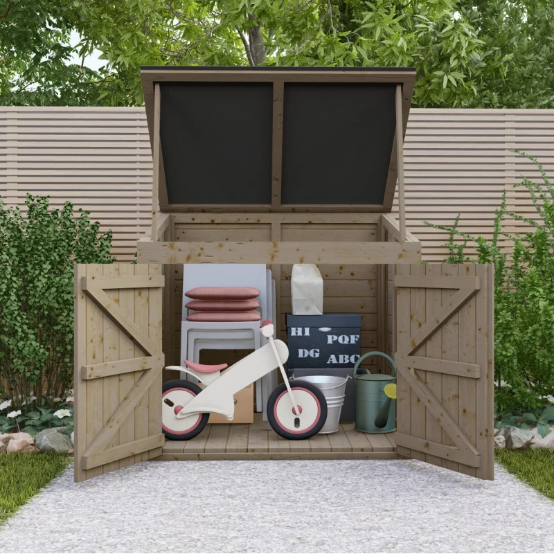 Coffre De Jardin En Bois Traité 20mm 1200L GENIO Noir - Gardy Shelter 5 Coffre De Jardin En Bois Traité 20mm 1200L GENIO Noir - Gardy Shelter – Image 5