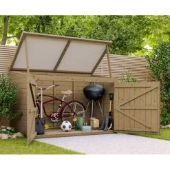 Coffre De Jardin En Bois Traité 28mm 2000L LARGO Blanc - Gardy Shelter -Jardin Fournitures Rabais coffre de jardin en bois traite 28mm 2000l largo blanc gardy shelter 4