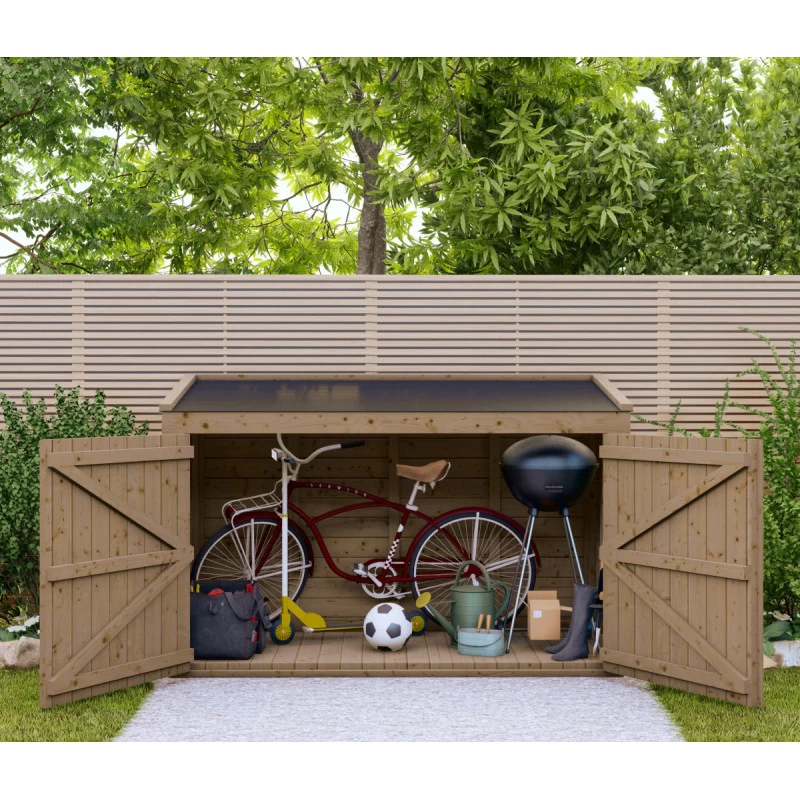 Coffre De Jardin En Bois Traité 28mm 2000L LARGO Noir - Gardy Shelter 6 Coffre De Jardin En Bois Traité 28mm 2000L LARGO Noir - Gardy Shelter – Image 6