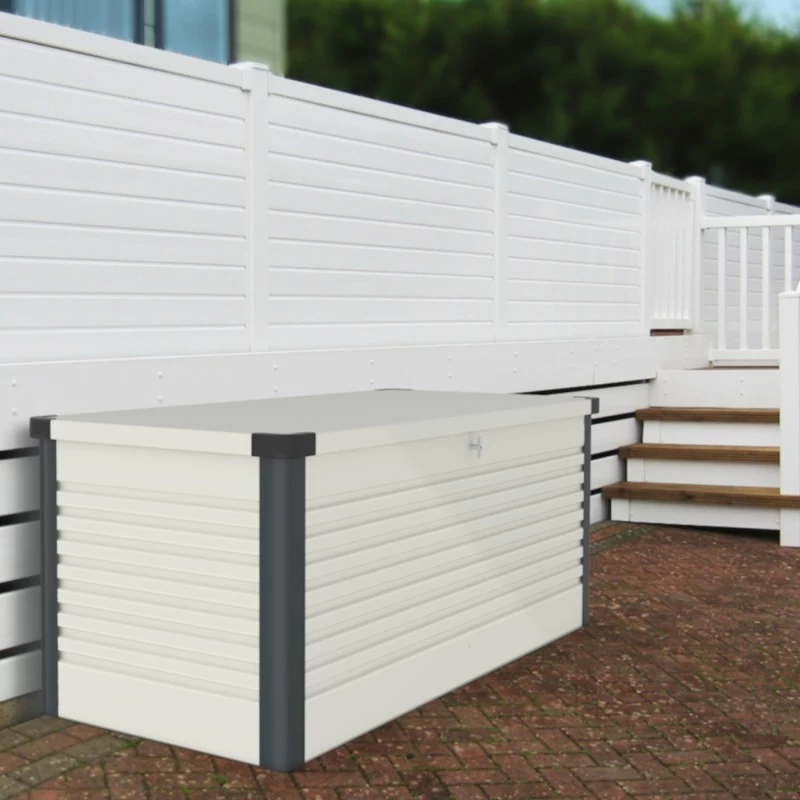 Coffre De Rangement En Métal Blanc 1000L Patio Box 1,46m² TRIMETALS 1 Coffre De Rangement En Métal Blanc 1000L Patio Box 1,46m² TRIMETALS