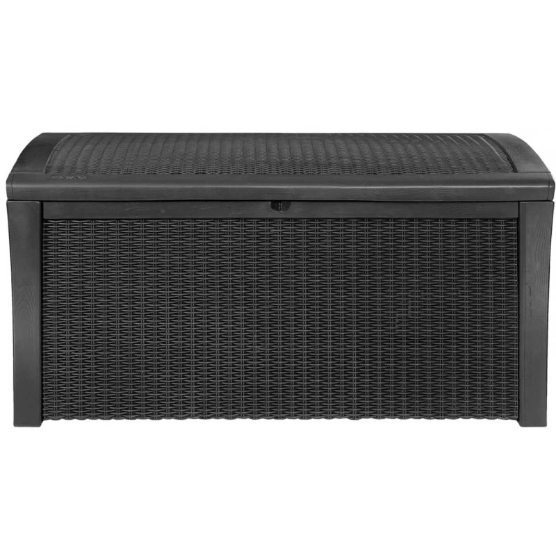 Keter Coffre En Résine Imitation Rotin Tressé Et Bois 400L Anthracite RIO 3 Keter Coffre En Résine Imitation Rotin Tressé Et Bois 400L Anthracite RIO – Image 3