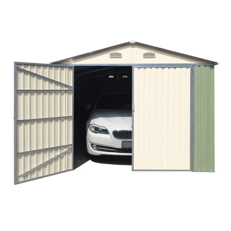 Garage Double Portes Vert Pâle Et Crème 18m² + Kit D'ancrage X-METAL 4 Garage Double Portes Vert Pâle Et Crème 18m² + Kit D'ancrage X-METAL – Image 4