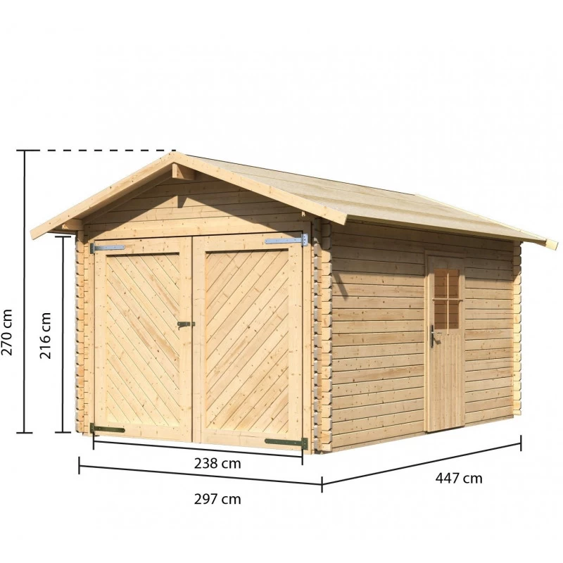Garage En Bois Certifié 13,28m² – Madriers 28mm - Karibu 3 Garage En Bois Certifié 13,28m² – Madriers 28mm - Karibu – Image 3