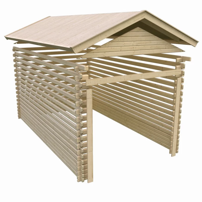 Garage En Bois Certifié 13,28m² – Madriers 28mm - Karibu 5 Garage En Bois Certifié 13,28m² – Madriers 28mm - Karibu – Image 5