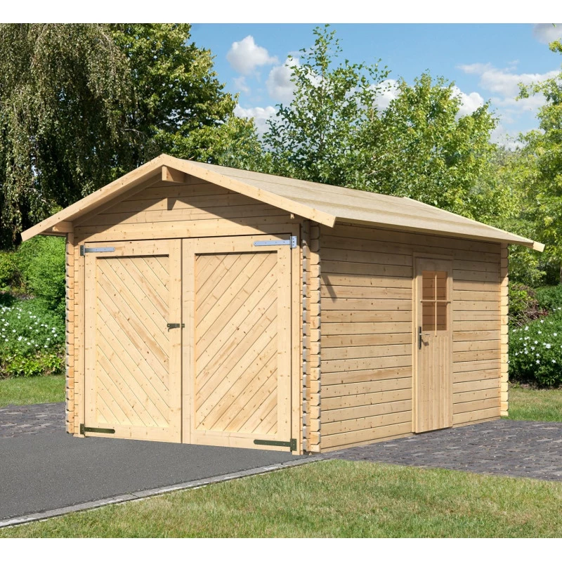 Garage En Bois Certifié 13,28m² – Madriers 28mm - Karibu 1 Garage En Bois Certifié 13,28m² – Madriers 28mm - Karibu