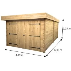 Garage En Bois Massif 21,46m² – Madriers 28mm – Toiture En Bac Acier – Habrita -Jardin Fournitures Rabais garage en bois massif 2146m madriers 28mm toiture en bac acier habrita 1