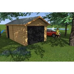 Garage En Bois Massif 24,23m² – Madriers 60mm – Habrita -Jardin Fournitures Rabais garage en bois massif 2423m madriers 60mm habrita 2