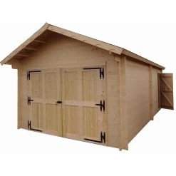 Garage En Bois Massif 24,23m² – Madriers 60mm – Habrita