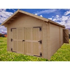 Garage En Bois Massif 24,23m² – Madriers 60mm – Habrita -Jardin Fournitures Rabais garage en bois massif 2423m madriers 60mm habrita 3