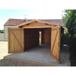 Garage En Bois Massif 40mm Traité Teinté Marron Gardy Shelter -Jardin Fournitures Rabais garage en bois massif 40mm traite teinte marron gardy shelter 3