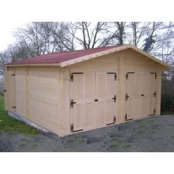 Garage Double En Bois Massif 42,16m² – Madriers 42mm – Habrita
