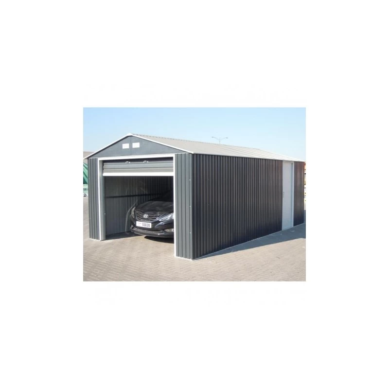 Garage En Métal Anthracite 19,95m² Grande Hauteur H.2,60m DURAMAX 1 Garage En Métal Anthracite 19,95m² Grande Hauteur H.2,60m DURAMAX