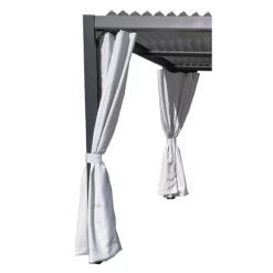 Kit De 2 Rideaux En Polyester Gris Perle Pour Pergolas Melbourne Et Brisbane - Couleurs Du Monde