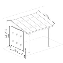 Panneau Latéral En Aluminium Et PC 4mm Pour Toit De Terrasse Anthracite 2,5m X-METAL -Jardin Fournitures Rabais panneau lateral en aluminium et pc 4mm pour toit de terrasse anthracite 25m x metal 2