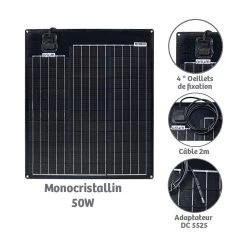 Panneau Solaire Semi-rigide Monocristallin 50W Izywatt – Orium
