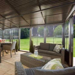 Pavillon Adossé Charlestone Mural 298,5x404cm En Aluminium Et Acier Galvanisé - SOJAG -Jardin Fournitures Rabais pavillon adosse charlestone 309x404cm en aluminium et acier galvanise sojag 2