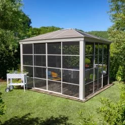 Pavillon Striano 362x427cm En Aluminium Et Acier Galvanisé Avec Moustiquaires - SOJAG -Jardin Fournitures Rabais pavillon striano 362x427cm en aluminium et acier galvanise avec moustiquaires sojag 5