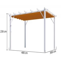 Pergola 100% Aluminium Coloris Blanc 12m² Avec Toile D'ombrage Rouille 140gr/m² HABRITA -Jardin Fournitures Rabais pergola 100 aluminium coloris blanc 12m avec toile d ombrage rouille 140grm habrita 2