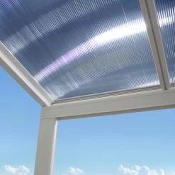 Pergola Adossée 435x300cm En Aluminium Blanc Et Polycarbonate 4mm CIELO - DCB Garden -Jardin Fournitures Rabais pergola adossee 435x300cm en aluminium blanc et polycarbonate 4mm cielo dcb garden 2