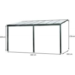 Pergola Adossée 435x300cm En Aluminium Noir Et Polycarbonate 4mm CIELO - DCB Garden -Jardin Fournitures Rabais pergola adossee 435x300cm en aluminium noir et polycarbonate 4mm cielo dcb garden 3
