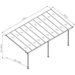 Pergola Adossée Ajustable - Toit De Terrasse En Alu 3,05x6,18m X-METAL -Jardin Fournitures Rabais pergola adossee ajustable toit de terrasse en alu 305x618m x metal 2