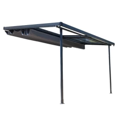 Pergola Adossée En Aluminium Thermolaqué Et Polycarbonate Gris Anthracite 360x300cm - ODESSA - Couleurs Du Monde -Jardin Fournitures Rabais pergola adossee en aluminium thermolaque et polycarbonate gris anthracite 360x300cm odessa couleurs du monde 2