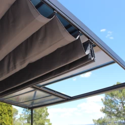 Pergola Adossée En Aluminium Thermolaqué Et Polycarbonate Gris Anthracite 360x300cm - ODESSA - Couleurs Du Monde -Jardin Fournitures Rabais pergola adossee en aluminium thermolaque et polycarbonate gris anthracite 360x300cm odessa couleurs du monde 3