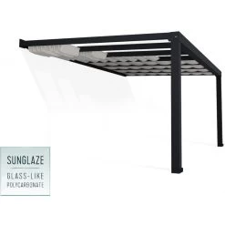 Pergola Adossée Stockholm 350x515cm Aluminium Gris Et Polycarbonate Avec Stores De Toit Rétractables – Palram - Canopia -Jardin Fournitures Rabais pergola adossee stockholm 350x515cm aluminium gris et polycarbonate avec stores de toit retractables palram 3