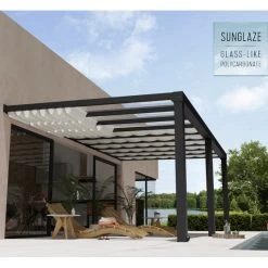 Pergola Adossée Stockholm 350x660cm Aluminium Gris Et Polycarbonate Avec Stores De Toit Rétractables – Palram - Canopia -Jardin Fournitures Rabais pergola adossee stockholm 350x660cm aluminium gris et polycarbonate avec stores de toit retractables palram 2