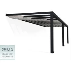 Pergola Adossée Stockholm 350x810cm Aluminium Gris Et Polycarbonate Avec Stores De Toit Rétractables – Palram - Canopia -Jardin Fournitures Rabais pergola adossee stockholm 350x810cm aluminium gris et polycarbonate avec stores de toit retractables palram 2