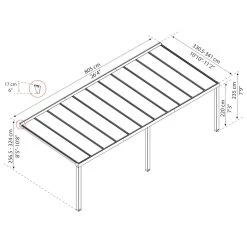 Pergola Adossée Stockholm 350x810cm Aluminium Gris Et Polycarbonate Avec Stores De Toit Rétractables – Palram - Canopia -Jardin Fournitures Rabais pergola adossee stockholm 350x810cm aluminium gris et polycarbonate avec stores de toit retractables palram 4