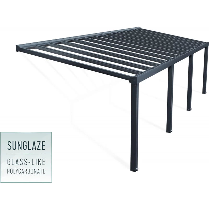 Pergola Adossée Stockholm 350x950cm Aluminium Gris Et Polycarbonate Avec Stores De Toit Rétractables – Palram - Canopia 1 Pergola Adossée Stockholm 350x950cm Aluminium Gris Et Polycarbonate Avec Stores De Toit Rétractables – Palram - Canopia