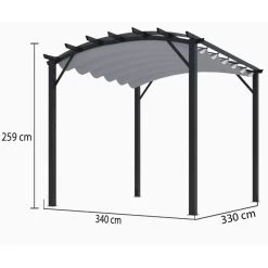 Pergola Arche Aluminium/acier Gris Anthracite 11,22m² Avec Toit En Toile Polyester 140gr/m² Gris HABRITA -Jardin Fournitures Rabais pergola arche aluminiumacier gris anthracite 1122m avec toit en toile polyester 140grm gris habrita 2