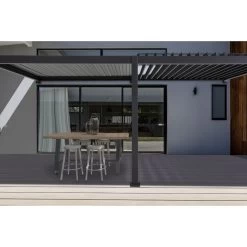 Pergola Bioclimatique Adossée En Alu Anthracite 3,6x6m Ombrea -Jardin Fournitures Rabais pergola bioclimatique adossee en alu anthracite 36x6m ombrea 2