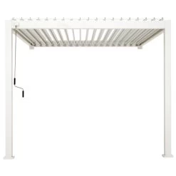 Pergola Bioclimatique Adossée En Alu Blanc 3x3m Ombrea -Jardin Fournitures Rabais pergola bioclimatique adossee en alu blanc 3x3m ombrea 4