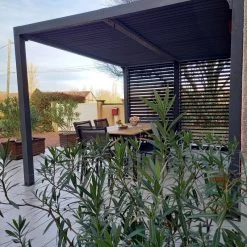 Pergola Bioclimatique Alu Anthracite 10,80m² Toit Avec Lames Ovales Aluminium + Ventelles Latérales Pour Côté 3,60m – HABRITA -Jardin Fournitures Rabais pergola bioclimatique alu anthracite 1080m toit avec lames ovales aluminium ventelles laterales pour cote 360m habrita 5