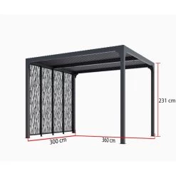 Pergola Bioclimatique Aluminium Anthracite 10,80m² Toit Avec Lames Ovales + 4 Panneaux Moucharabieh Gris Pour Côté 3m HABRITA 5 Pergola Bioclimatique Aluminium Anthracite 10,80m² Toit Avec Lames Ovales + 4 Panneaux Moucharabieh Gris Pour Côté 3m HABRITA -Jardin Fournitures Rabais pergola bioclimatique aluminium anthracite 1080m toit avec lames ovales 4 panneaux moucharabieh gris pour cote 3m habrita 2