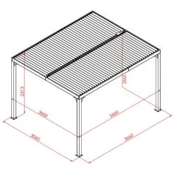 Pergola Bioclimatique Aluminium Anthracite 10,80m² Toit Avec Lames Ovales Aluminium + Rideau Gris Pour Côté 3m HABRITA -Jardin Fournitures Rabais pergola bioclimatique aluminium anthracite 1080m toit avec lames ovales aluminium rideau gris pour cote 3m habrita 3