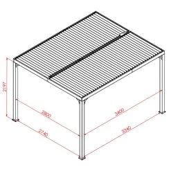 Pergola Bioclimatique Aluminium Anthracite 10,80m² Toit Avec Lames Ovales Aluminium + Rideau Gris Pour Côté 3m HABRITA -Jardin Fournitures Rabais pergola bioclimatique aluminium anthracite 1080m toit avec lames ovales aluminium rideau gris pour cote 3m habrita 4